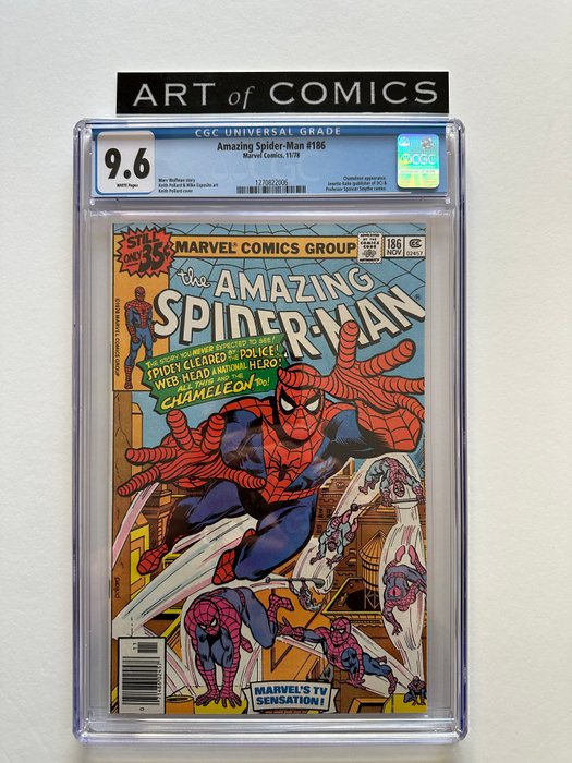 The Amazing Spider-Man #186 -  Chameleon, Jenette Kahn (Publisher Of DC) Professor Spencer Smythe Appearance - CGC Graded 9.6 - 1 Graded comic - Første udgave - 1978