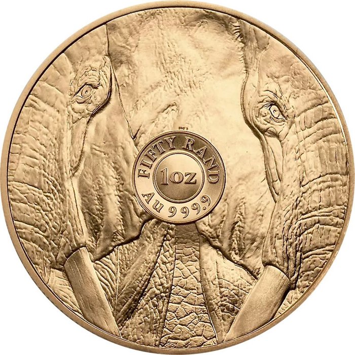 1 Troy Ounce - Guld 999 - 2024 - Big five - 50 Rand fine gold - 999% - Præget bar