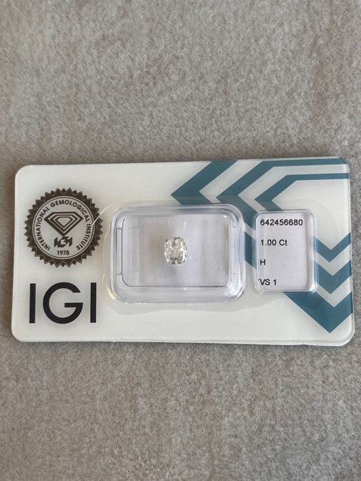 1 pcs Diamant  (Natur)  - 1.00 ct - Pude - H - VS1 - International Gemological Institute (IGI)