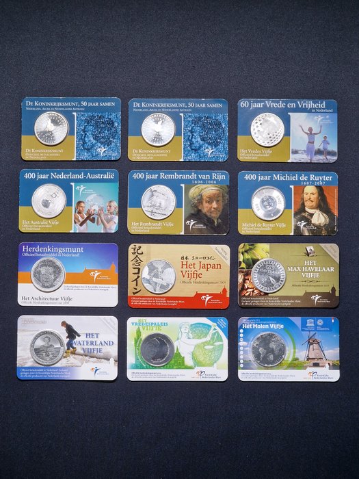 Holland. 5 Euro 2004/2014 (12 coincards)  (Ingen mindstepris)