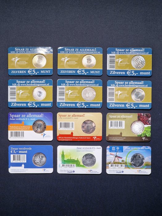 Holland. 5 Euro 2004/2014 (12 coincards)  (Ingen mindstepris)