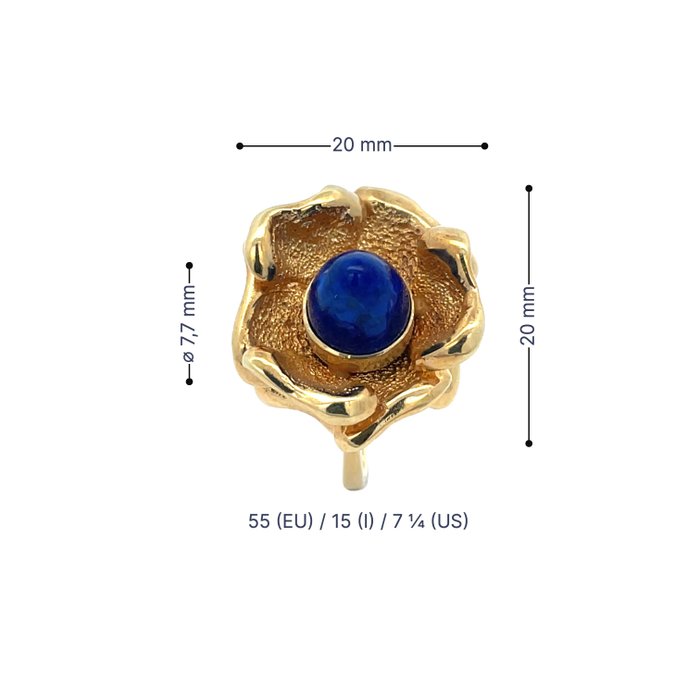 Ring - 14 karat Gulguld - Sodalite unikt stykke