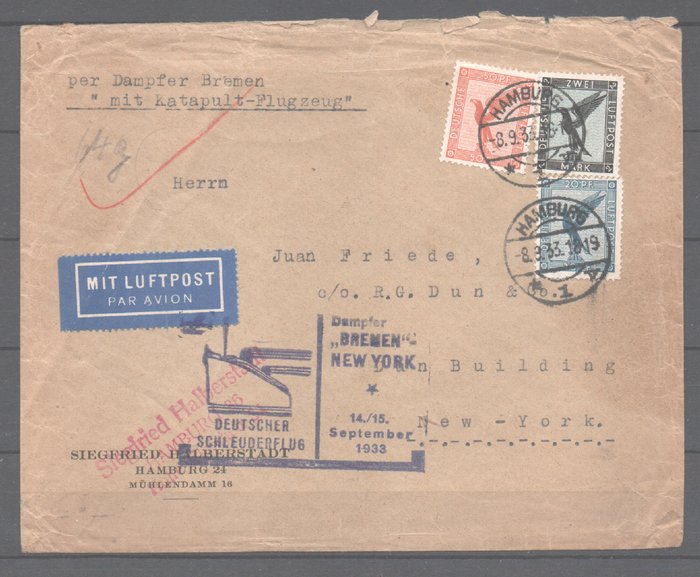 Tyske Kejserrige 1927/1939 - 4 bedre covers/FDC'er