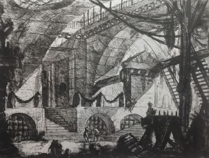 Giovanni Battista Piranesi (1720-1778), after - Il cavallo di legno tav. 12 da Carceri d'invenzione