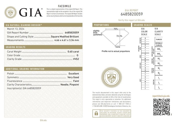 2 pcs Diamant  (Natur)  - 1.22 ct - Kvadrat - F, G - VVS2 - Gemological Institute of America (GIA)