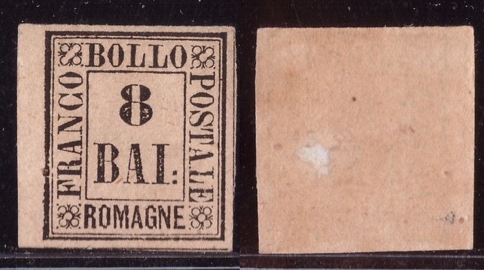 Antikke Italienske Stater - Romagna 1859 - 8 lyserøde baj - Sassone N. 8