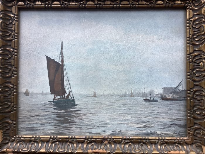 Jan Jans (1872-1943) - Zeilboot op het water