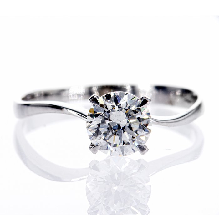 Ingen mindstepris - Forlovelsesring - 14 karat Hvidguld -  1.01ct. tw. Diamant (Natur)