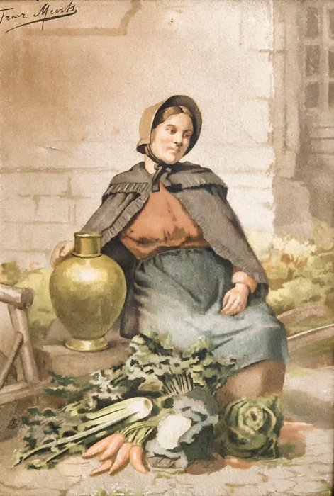 Franz Meerts (1836-1896) - Vendeuse de légumes - NO RESERVE