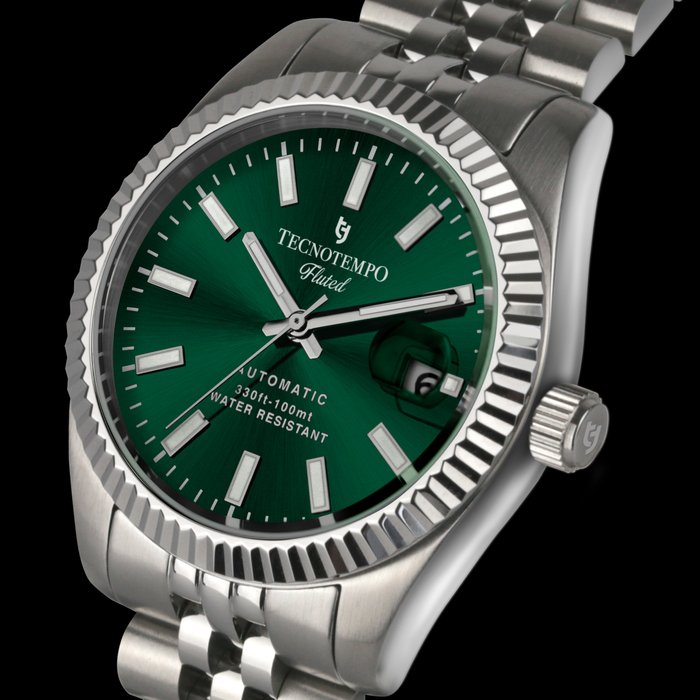 Tecnotempo - "Fluted" Automatic .- Limited Edition - - Ingen mindstepris - TT.100.FLGR - Green - - Mænd - 2011-nu