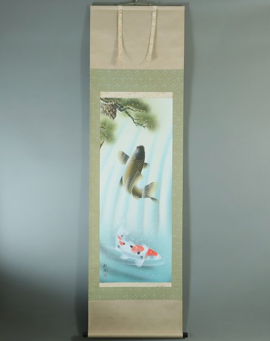 Par Koi 鯉 Hanging Scroll af Shuko 秋湖 og Shukou 秋光 - Japan - Shōwa-periode (1926-1989)