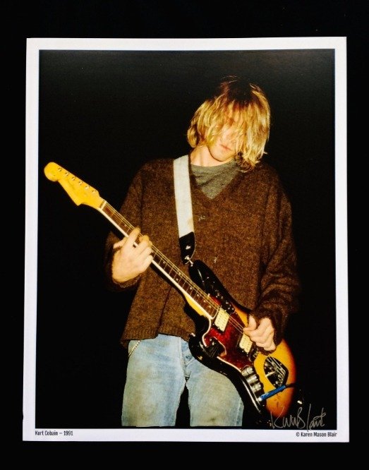 Nirvana, Kurt Cobain - Signed Photo by the Photographer Karen Mason Blair - 20x25 cm - Signed memorabilia - Photo