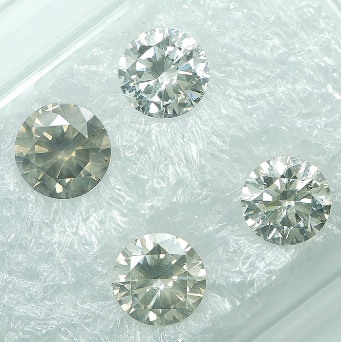 4 pcs Diamant  (Natur)  - 1.13 ct - I1, SI1 - Gem Report Antwerp (GRA)