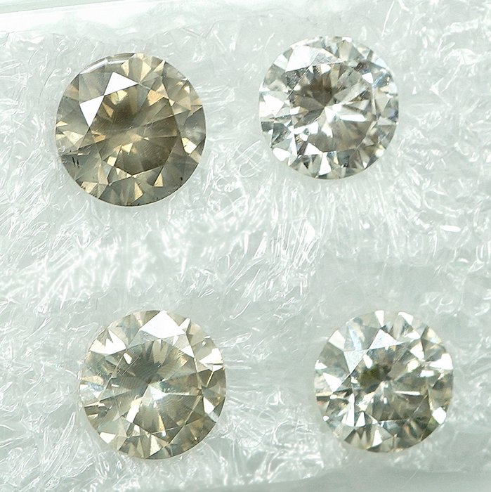 4 pcs Diamant  (Natur)  - 1.13 ct - I1, SI1 - Gem Report Antwerp (GRA)