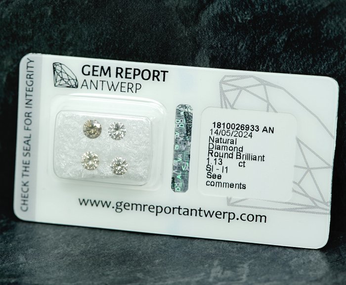 4 pcs Diamant  (Natur)  - 1.13 ct - I1, SI1 - Gem Report Antwerp (GRA)