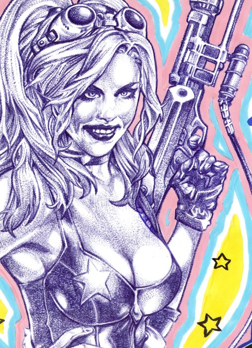 Angel Bazal Original drawing - Harley Quinn - Tribute to Jay Anacleto