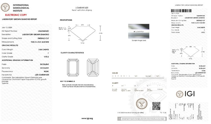 Ingen mindstepris - Ring - 18 kraat Hvidguld -  3.04ct. tw. Diamant (Laboratoriedyrket) - IGI F VVS2