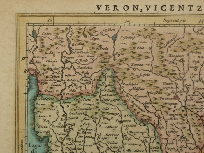 Europa - Italia / Verona / Padua / Venezia / Vicenza; Jodocus Hondius - Verona Vicentiae et Pataviae - 1621-1650