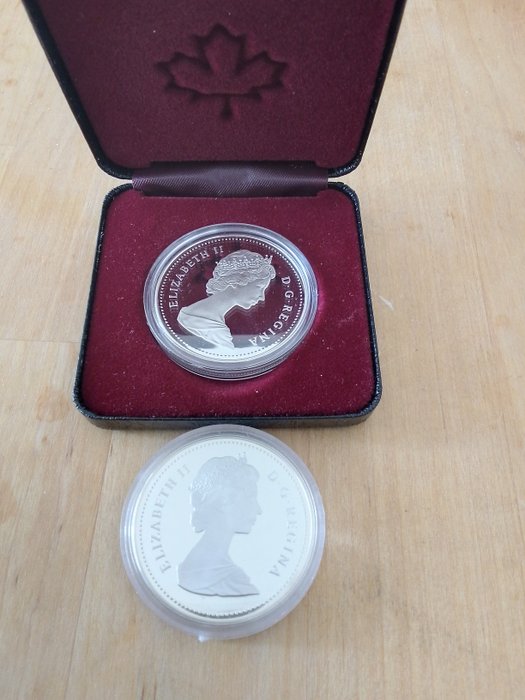 Canada 1 Dollar 1987/1989 Detroit de Davis Strait  + Mackenzie River 2 coins Proof  (Ingen mindstepris)