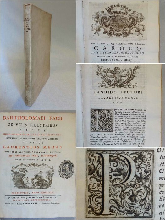 Bartolomé Facio - Bartholomaei Facii De Viris Illustribus Liber Nunc Primum Ex Ms Cod Recensuit Praefationem - 1745