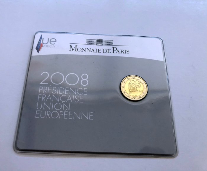 Frankrig 2 Euro 2008 "Presidence Française de l'UE" (2 monedas) Proof + BU  (Ingen mindstepris)