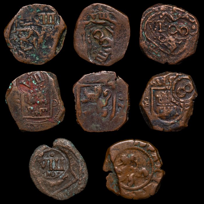 Spanien. 8 Maravedis Felipe III y Felipe IV (8 monedas)  (Ingen mindstepris)