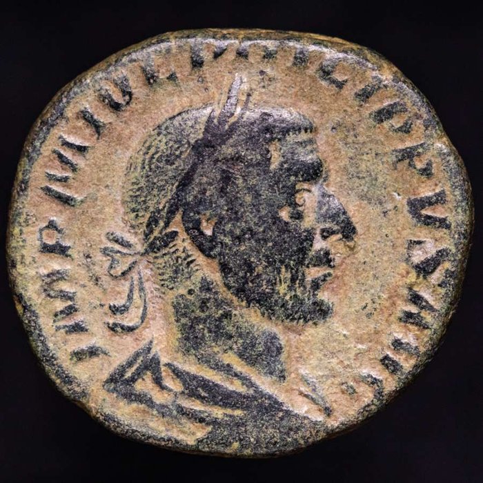 Romarriket. Philip I (AD 244-249). Sestertius Rome, AD 245.  P M TR P II COS P P  (Ingen mindstepris)