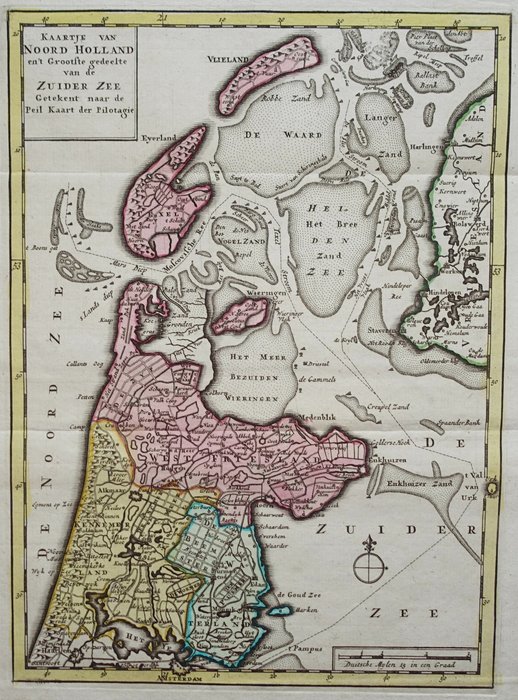 Holland - Nordholland; J.B. Elwe  D.M. Langeveld - Kaartje van Noord Holland (...) - 1786