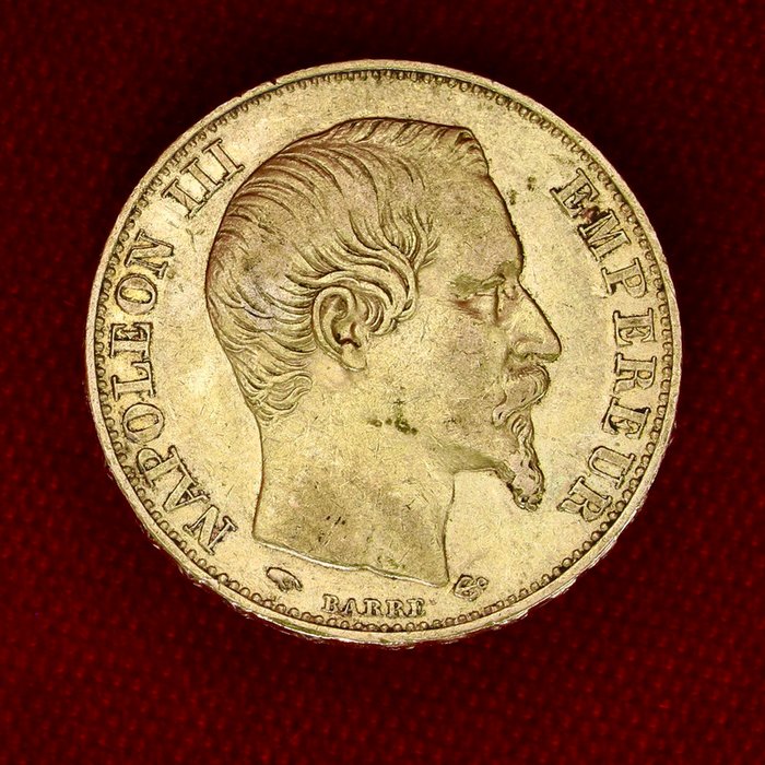 6,45 grams - Guld 900 - 20 Francs Napoleon III - Præget bar