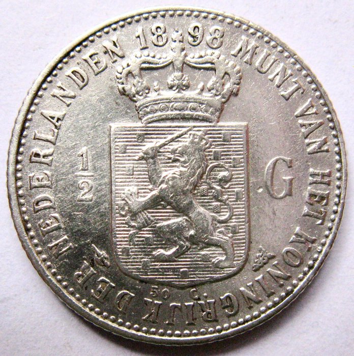 Holland. Wilhelmina. 1/2 Gulden 1898 Kroningsjaar  (Ingen mindstepris)