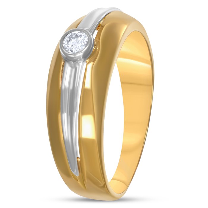 Ring - 18 kraat Gulguld, Hvidguld -  0.16ct. tw. Diamant (Natur)