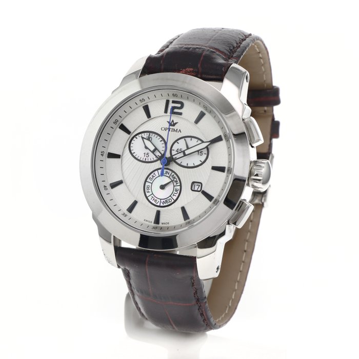 Optima - Swiss Chronograph - OSC391-SL-1 - Brown Strap - Ingen mindstepris - Mænd - 2011-nu