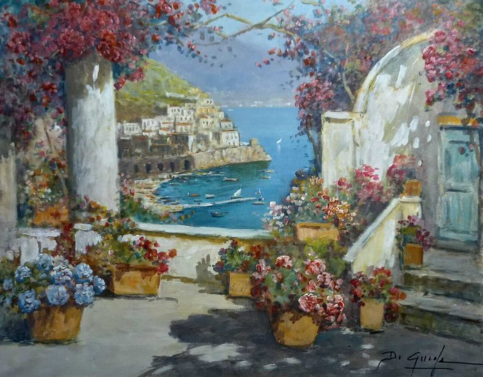 Gianni Di Guida (1965) - Terrazza fiorita ad Amalfi