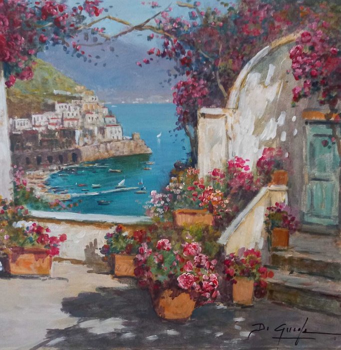 Gianni Di Guida (1965) - Terrazza fiorita ad Amalfi