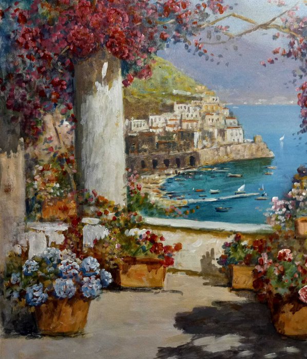 Gianni Di Guida (1965) - Terrazza fiorita ad Amalfi