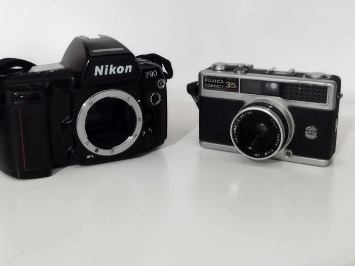 Ilford, Mamiya, Minolta, Nikon, Rollei Lotto di 7 macchiine fotografiche non testate o da riparare Analogt kamera