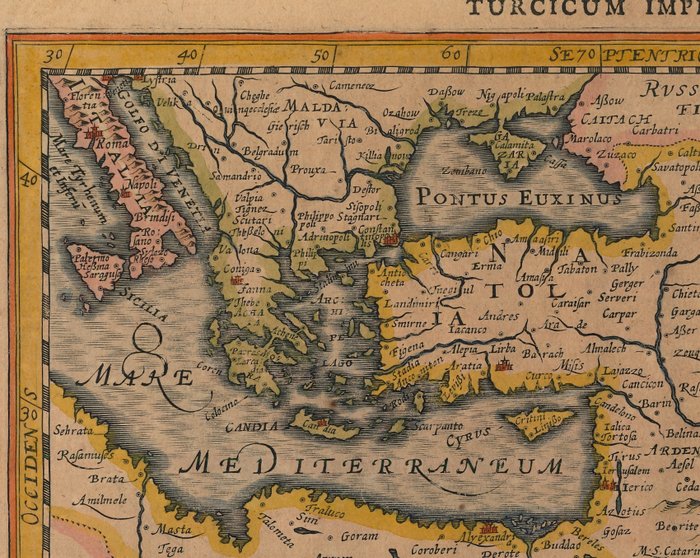 Midden-Oosten - Tyrkiet, Grækenland, Egypten, Saudi-Arabien; Petrus Kaerius / J.E. Cloppenburgh - Turcici Imperii Imago - 1632