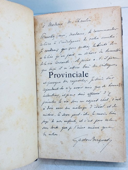 Signé; Gaston Bergeret - Provinciale [Envoi Autographe] - 1887