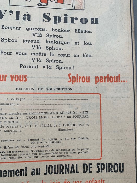 Publicité pour le Journal de Spirou - Journal Bonnes Soirées - 1941