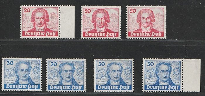 Berlin 1949 - Bedre værdier Goethe - Michel 62 3x, 63 4x