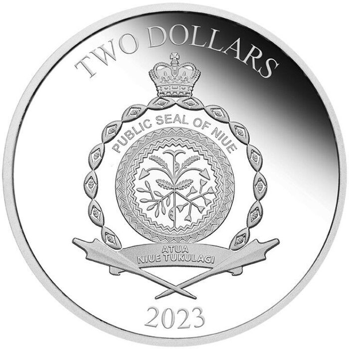 Niue 2 Dollars 2023 Fast and Furious (2) Toyota Supra - Antique Finish 1 Oz (999)