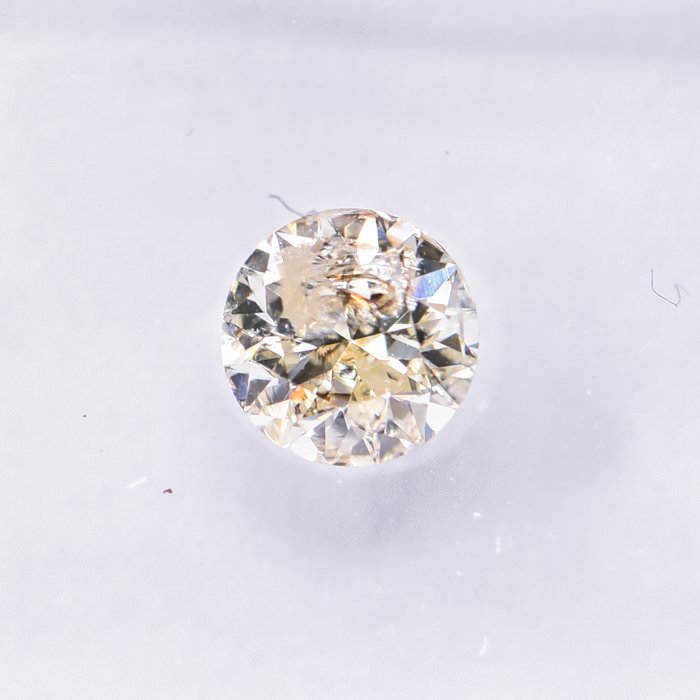 Ingen mindstepris - 1 pcs Diamant  (Naturfarvet)  - 0.45 ct - Rund - Very light Gul - I2 - International Gemological Institute (IGI)