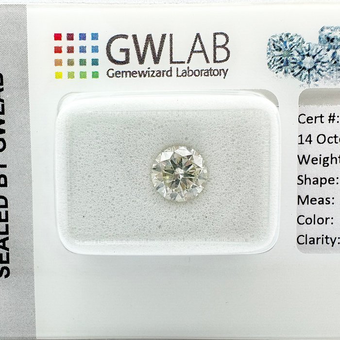 Ingen mindstepris - 1 pcs Diamant  (Natur)  - 0.93 ct - Rund - H - SI1 - Gemewizard Gemological Laboratory (GWLab)