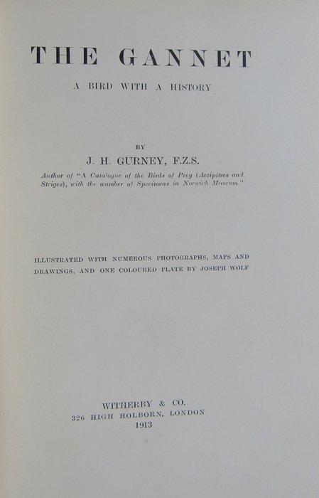 J. H. Gurney - The Gannet. A Bird With a History - 1913