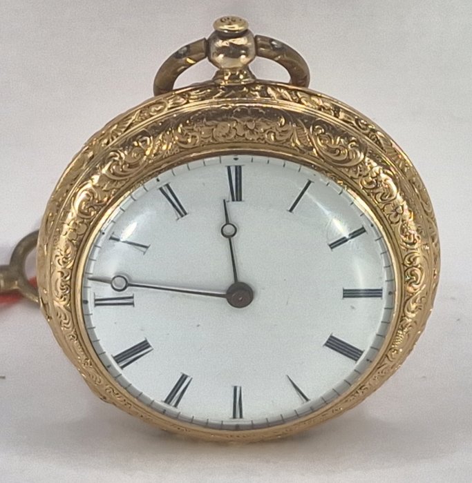 Le Roy a Paris - 18kt Lepine Punktaschenuhr - Komplettgravur - exzentisches Ziffernblatt - Frankrig 1840