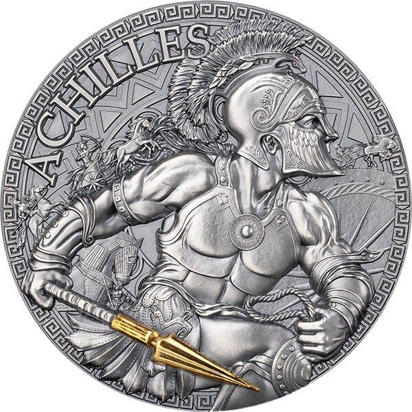 Cameroun. 2000 Francs 2023 Achilles The Great Greek Mythology Antique finish Silver Coin 2 oz