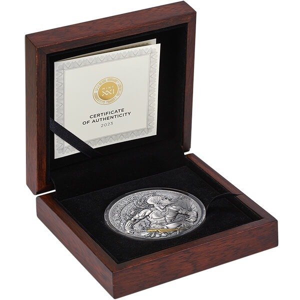 Cameroun. 2000 Francs 2023 Achilles The Great Greek Mythology Antique finish Silver Coin 2 oz