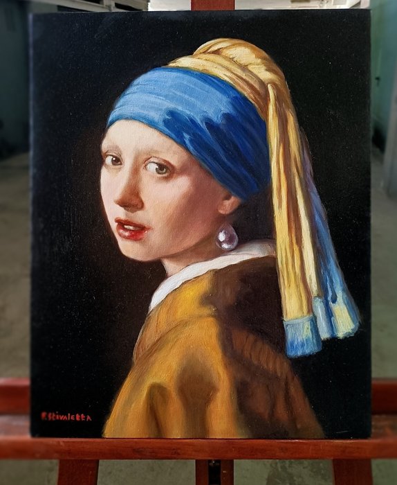 Filippo Stivaletta (1950), da Jan Vermeer - La ragazza con l'orecchino di perla