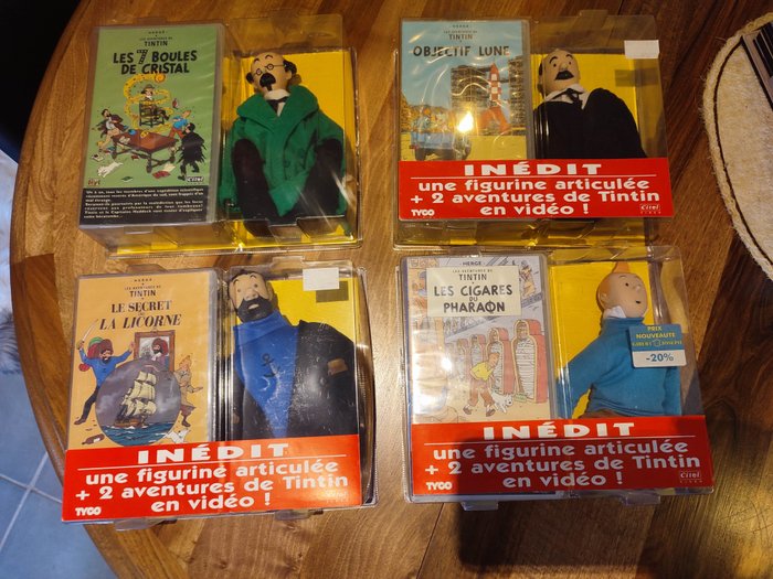 Citel Tyco - Tintin - 4x cassette VHS + 4x Poupée Tyco Citel sous blister