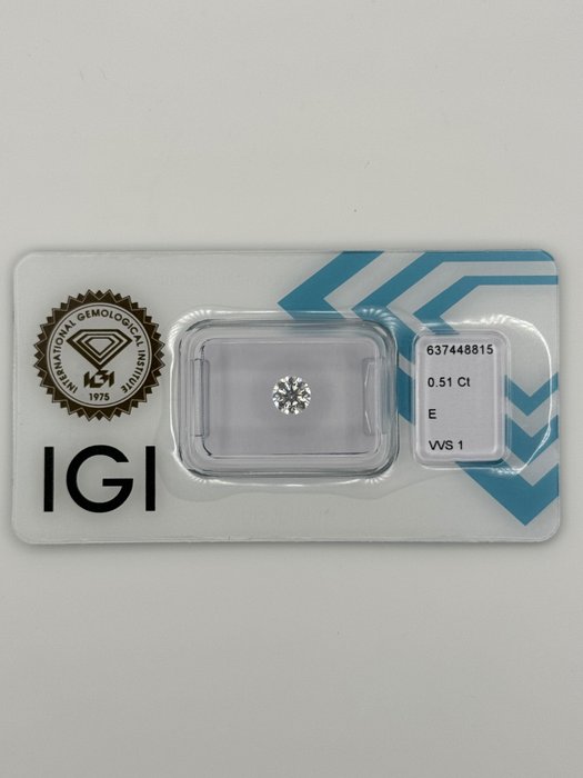 1 pcs Diamant  (Natur)  - 0.51 ct - Rund - E - VVS1 - International Gemological Institute (IGI) - *3EX* *IDEAL*